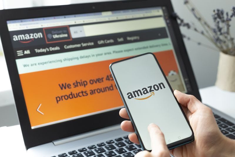amazon on mobile and laptop
